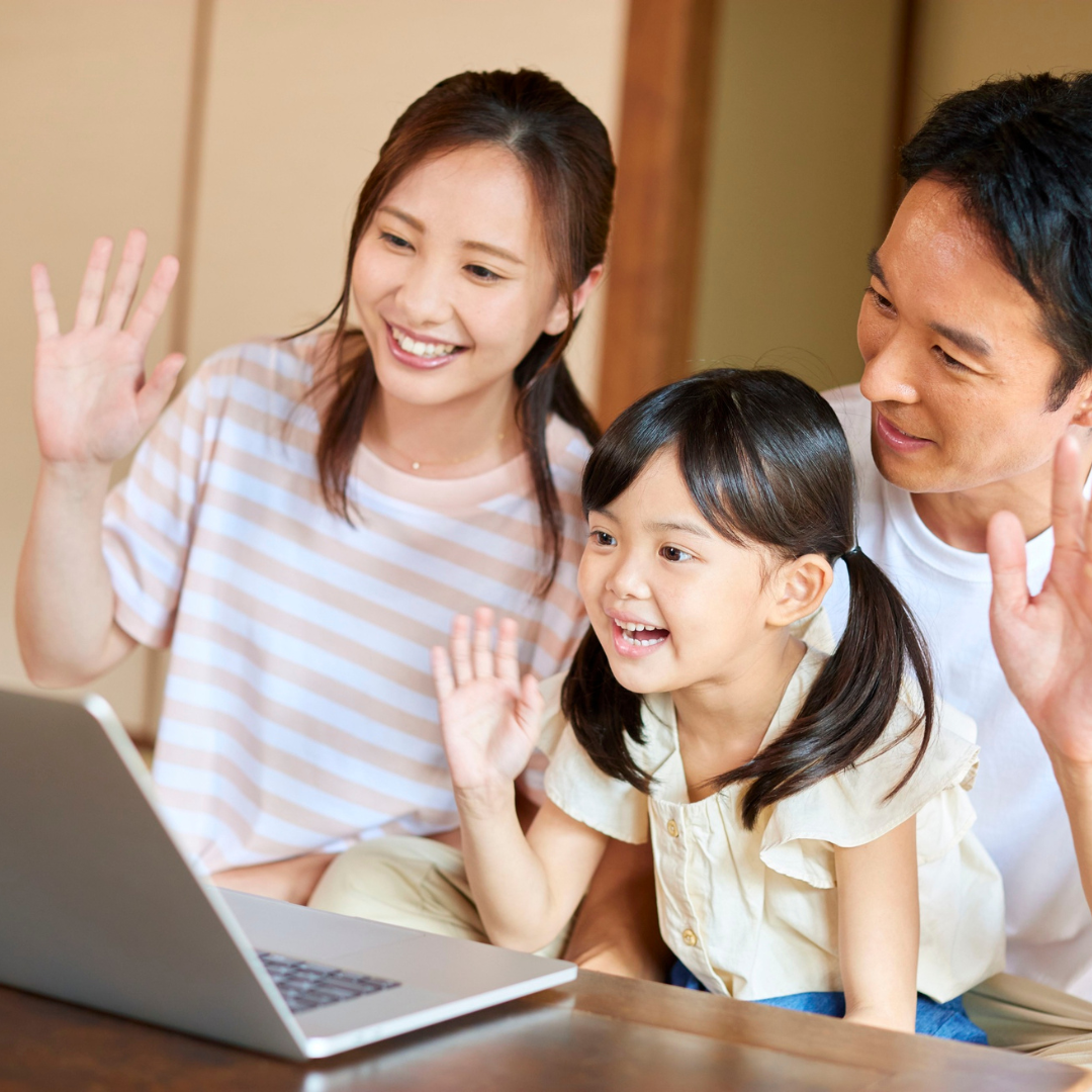 Family using virtual urgent care for kids and parents from home