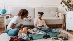 Family preparing for holiday travel