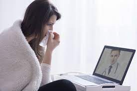 Traveler with a cold on virtual visit prior to travel