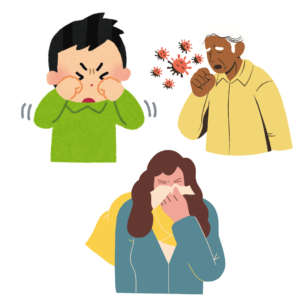 Common seasonal allergy symptoms including sneezing and itchy eyes.